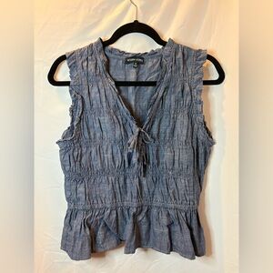 Chic Blue Ruffled Blouse